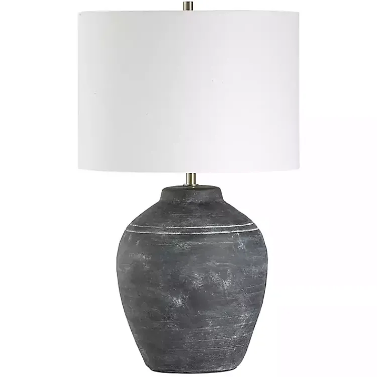 Kirklands Home Table Lamps|Weathered Black Ceramic Rhys Table Lamp White