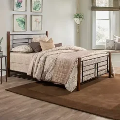 Kirklands Home Beds & Headboards|Weathered Brown Farmhouse Queen Bed