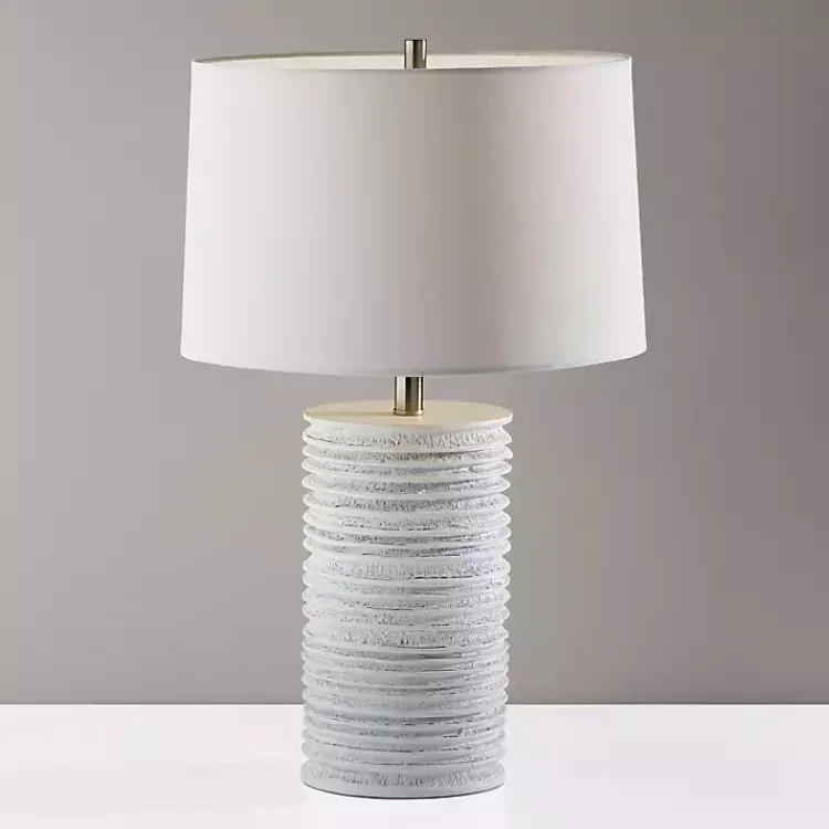 Kirklands Home Table Lamps|Weathered Cream Marissa Ribbed Table Lamp