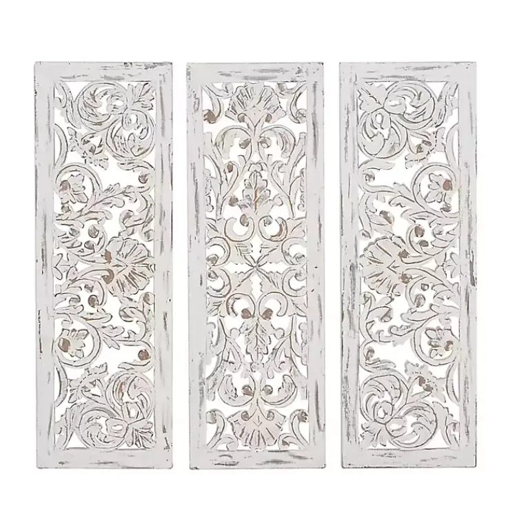 Kirklands Home Wall Plaques|Weathered Gray Wood Panel Wall Plaques, Set of 3