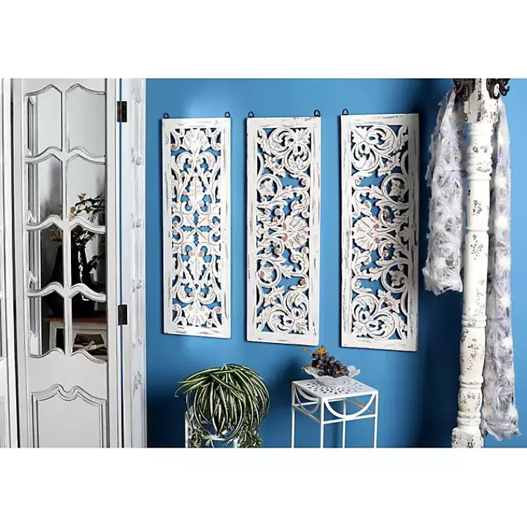 Kirklands Home Wall Plaques|Weathered Gray Wood Panel Wall Plaques, Set of 3