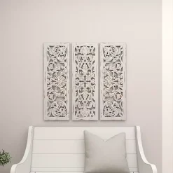 Kirklands Home Wall Plaques|Weathered Gray Wood Panel Wall Plaques, Set of 3