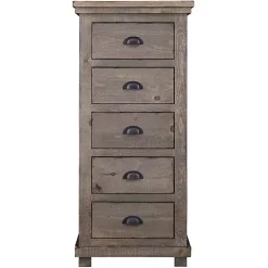 Kirklands Home Dressers & Chests|Weathered Wooden 5-Drawer Willow Chest Gray