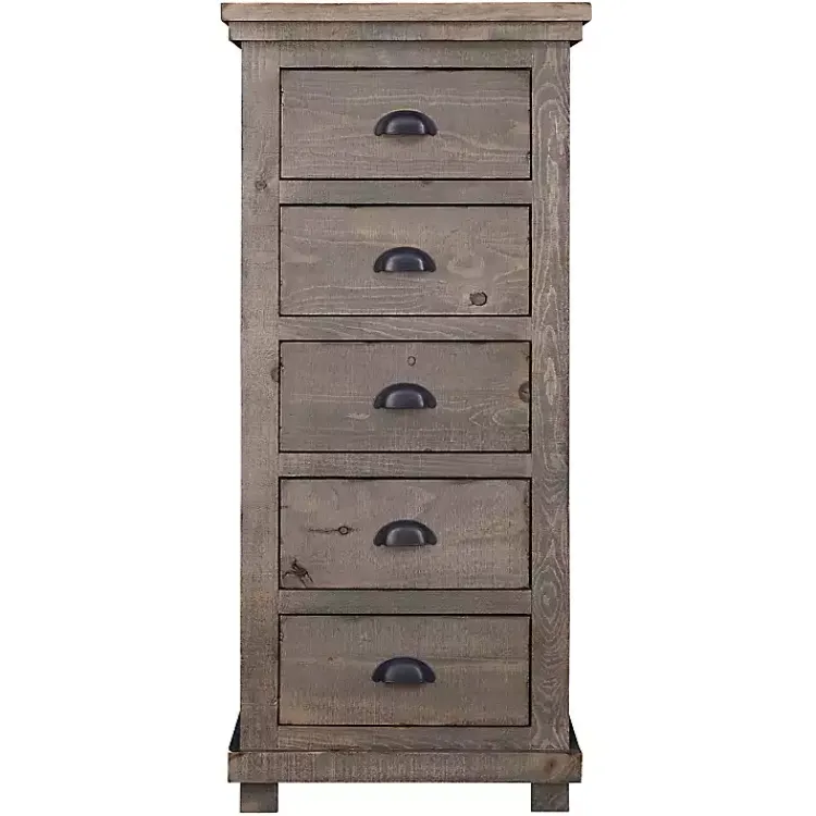 Kirklands Home Dressers & Chests|Weathered Wooden 5-Drawer Willow Chest Gray
