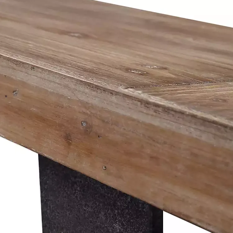 Kirklands Home Console Tables|Weathered Oak and Metal Console Table Tan