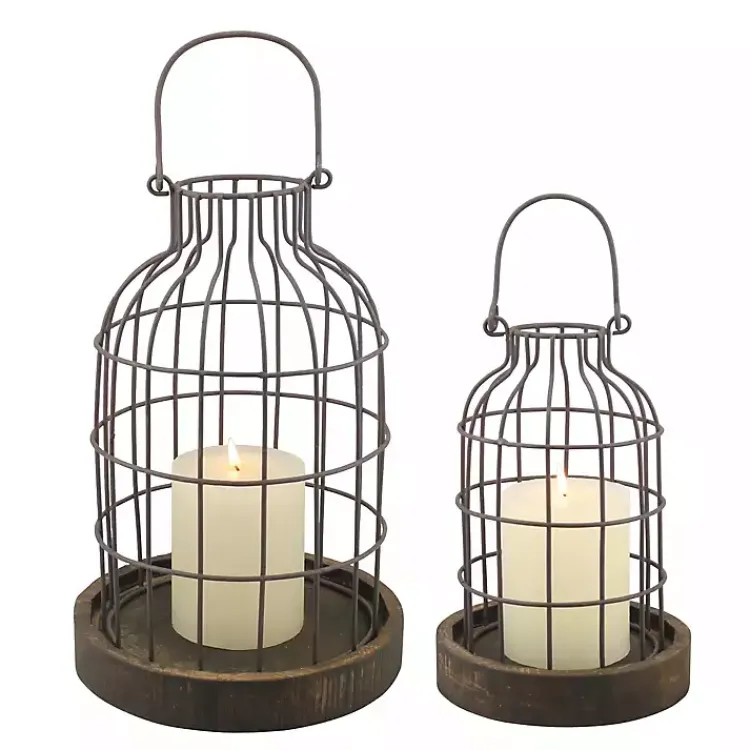 Best Weathered Wood and Metal Lanterns, Set of 2 Lanterns