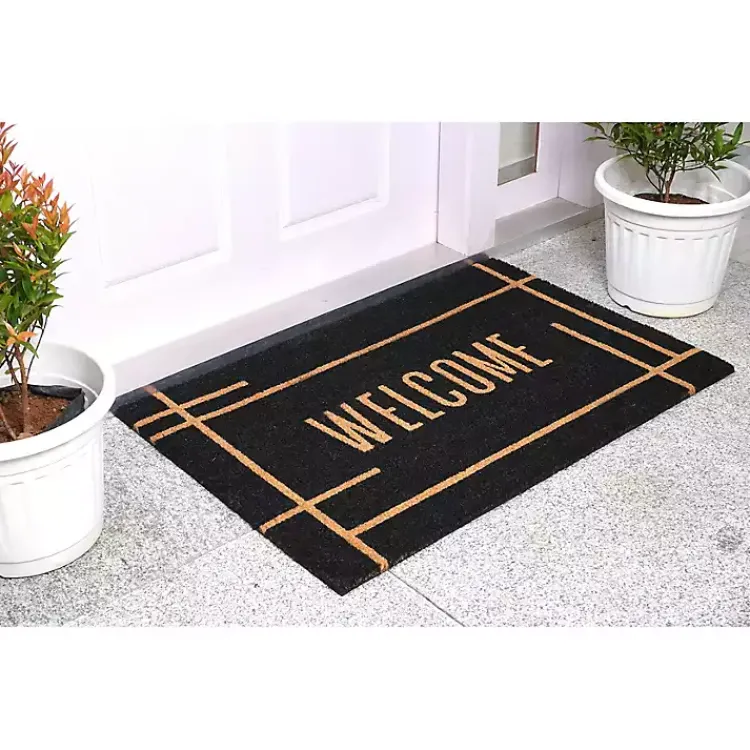 Kirklands Home Doormats|Welcome Linear Doormat Black