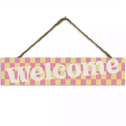 Kirklands Home Wall Quotes & Signs|Welcome Checkered Hanging Wall Sign