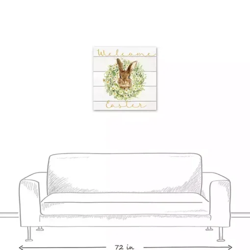 Discount Welcome Easter Bunny Wreath Canvas Art Print Easter Decorations