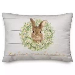 Best Welcome Easter Bunny Wreath Outdoor Throw Pillow Easter Decorations