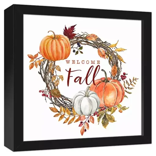 Outlet Welcome Fall Wreath Framed Canvas Art Print Fall