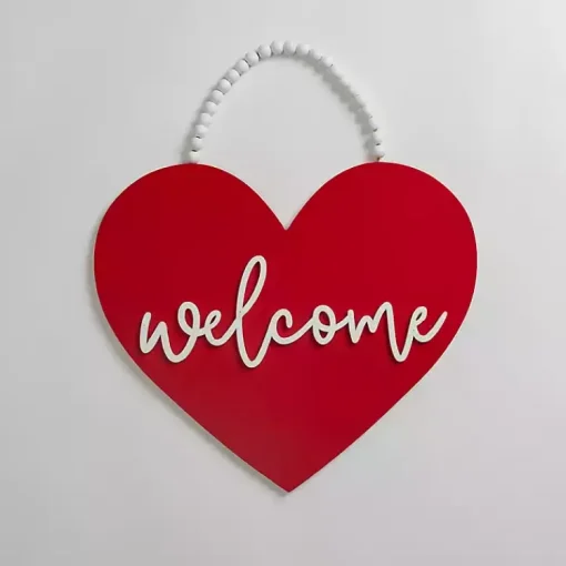 Discount Welcome Heart Hanging Wall Plaque Valentines Day Decorations