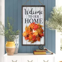 Kirklands Home Wall Quotes & Signs|Welcome Interchangeable Wreath Wall Plaque