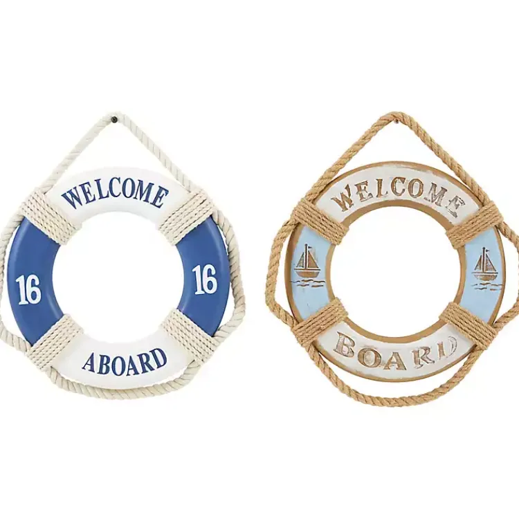 Kirklands Home Wall Plaques|Welcome Life Ring Wall Plaques, Set of 2