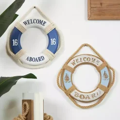 Kirklands Home Wall Plaques|Welcome Life Ring Wall Plaques, Set of 2