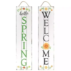 Kirklands Home Outdoor Wall Decor|Welcome Spring Double Sided Porch Sign