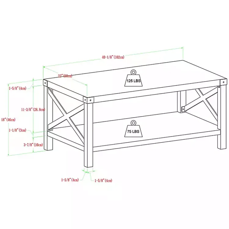 Kirklands Home Coffee Tables|Wenge Sable Gray X-Frame Coffee Table