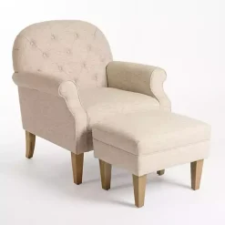 Kirklands Home Accent Chairs|Wheat Tufted Chair & Ottoman Set Tan
