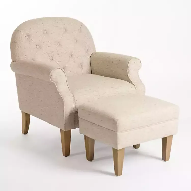Kirklands Home Accent Chairs|Wheat Tufted Chair & Ottoman Set Tan