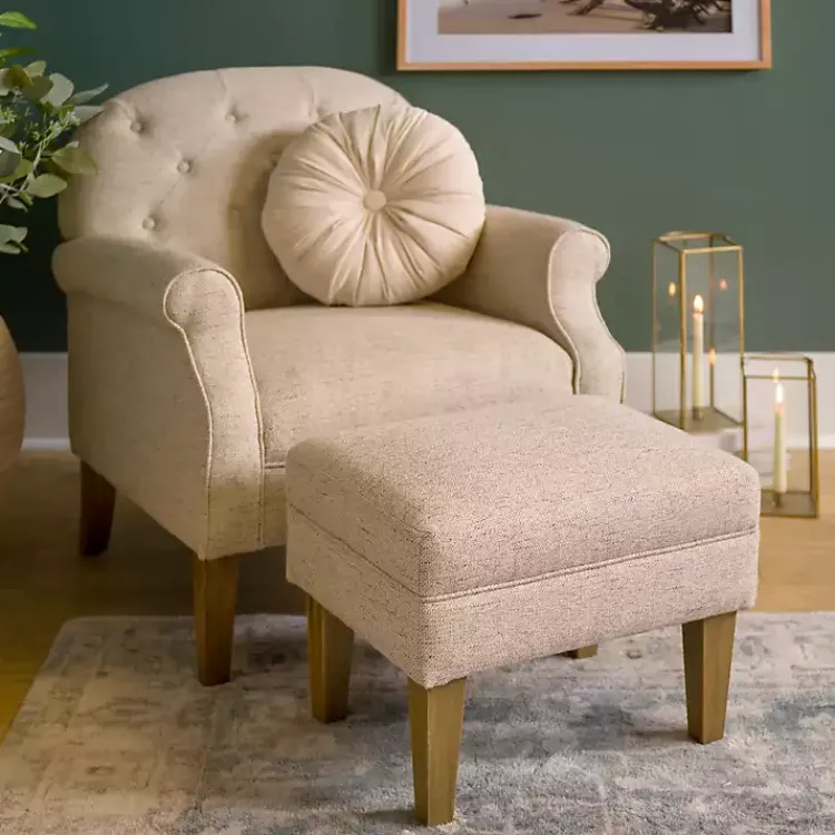 Kirklands Home Accent Chairs|Wheat Tufted Chair & Ottoman Set Tan