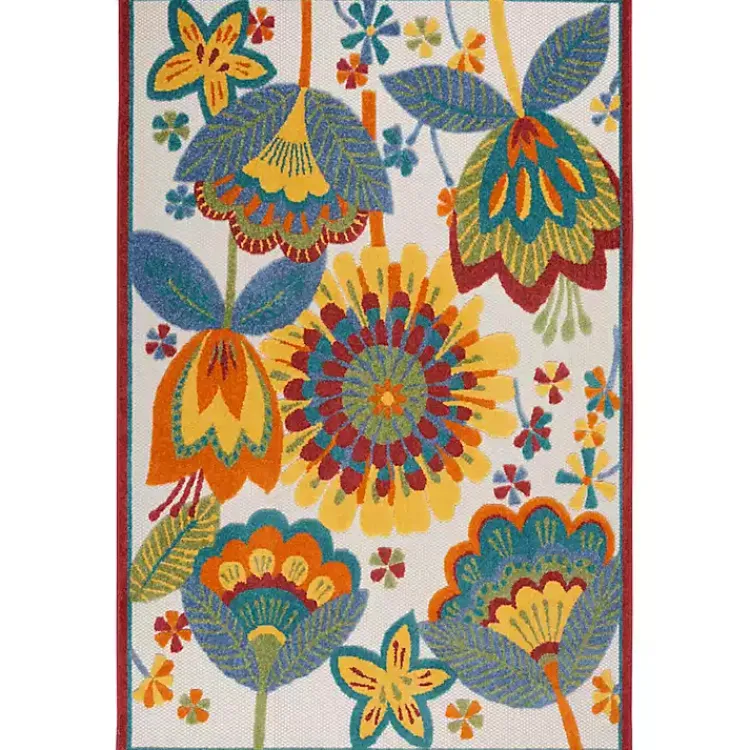 Kirklands Home Outdoor Rugs|Whimsical Flowers Outdoor Area Rug, 6x9 Multi