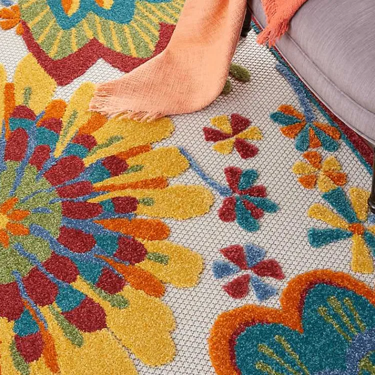 Kirklands Home Outdoor Rugs|Whimsical Flowers Outdoor Area Rug, 6x9 Multi