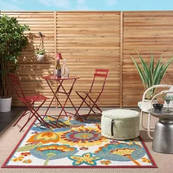 Kirklands Home Outdoor Rugs|Whimsical Flowers Outdoor Area Rug, 6x9 Multi