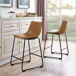 Kirklands Home Bar Stools & Counter Height Stools|Whiskey Faux Leather Counter Stools, Set of 2 Brown