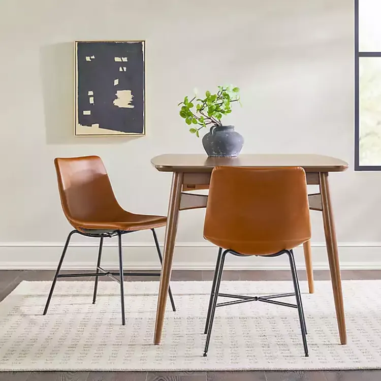 Kirklands Home Dining Chairs|Whiskey Faux Leather Scoop Dining Chairs, Set of 2 Brown