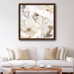 Kirklands Home Framed Art|Whisper White Florals Framed Canvas Art Print