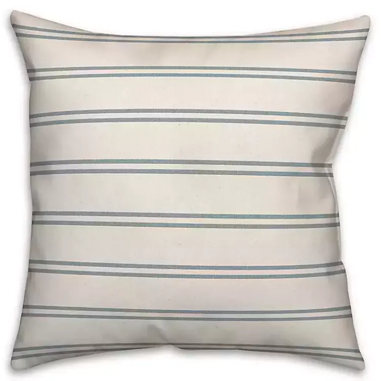 Kirklands Home Outdoor Cushions & Pillows|& Blue Country Stripe Outdoor Throw Pillow White