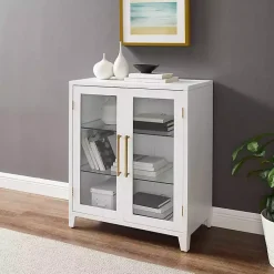 Kirklands Home Cabinets & Sideboards|& Gold Glass Door Storage Cabinet White