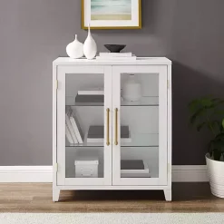 Kirklands Home Cabinets & Sideboards|& Gold Glass Door Storage Cabinet White