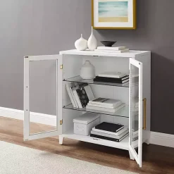 Kirklands Home Cabinets & Sideboards|& Gold Glass Door Storage Cabinet White