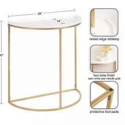 Kirklands Home Accent & End Tables|& Gold Half Moon Dorrah Accent Table White