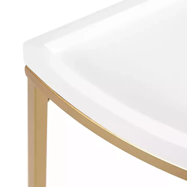 Kirklands Home Accent & End Tables|& Gold Half Moon Dorrah Accent Table White