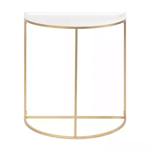 Kirklands Home Accent & End Tables|& Gold Half Moon Dorrah Accent Table White