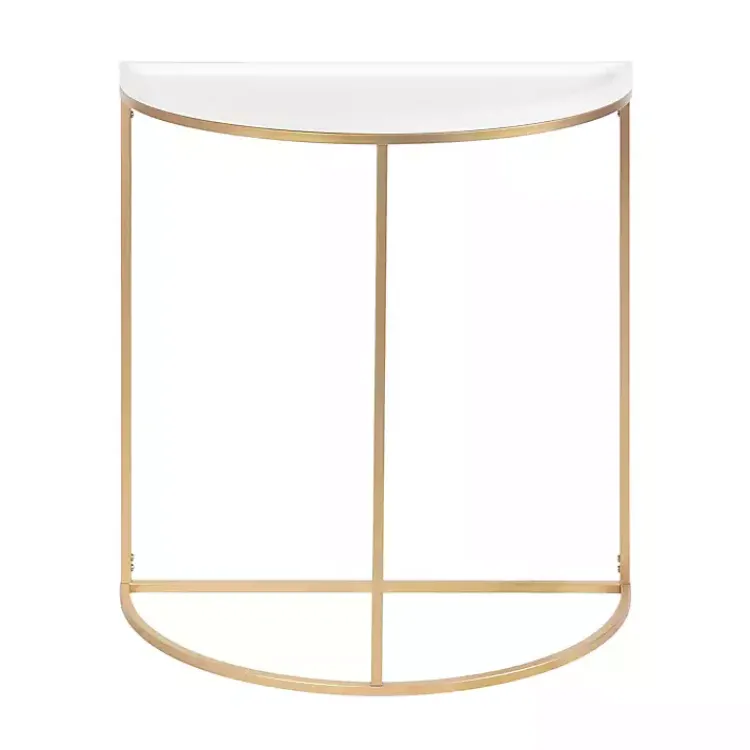 Kirklands Home Accent & End Tables|& Gold Half Moon Dorrah Accent Table White