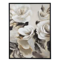 Kirklands Home Canvas Art|White & Gray Garden Flowers Framed Canvas Print