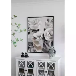 Kirklands Home Canvas Art|White & Gray Garden Flowers Framed Canvas Print