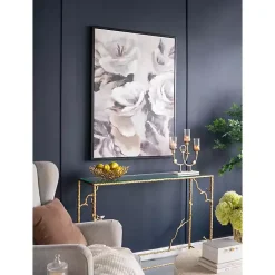 Kirklands Home Canvas Art|White & Gray Garden Flowers Framed Canvas Print