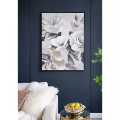 Kirklands Home Canvas Art|White & Gray Garden Flowers Framed Canvas Print