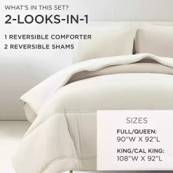 Kirklands Home Comforters|White & Tan Reversible 3-pc. King Comforter Set