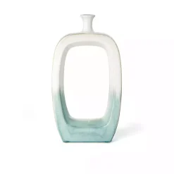 Clearance White & Turquoise Ceramic Cut-Out Vase, 18 in. Vases