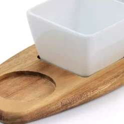Kirklands Home Serving & Entertaining|White Acacia Wood Base 4-pc. Tidbit Dish Set