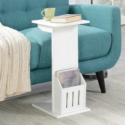 Kirklands Home Accent & End Tables|Accent Table with Magazine Holder White