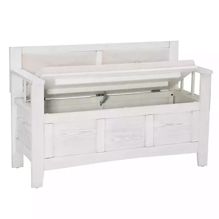 Kirklands Home Benches & Ottomans|White and Beige Carlton Storage Bench