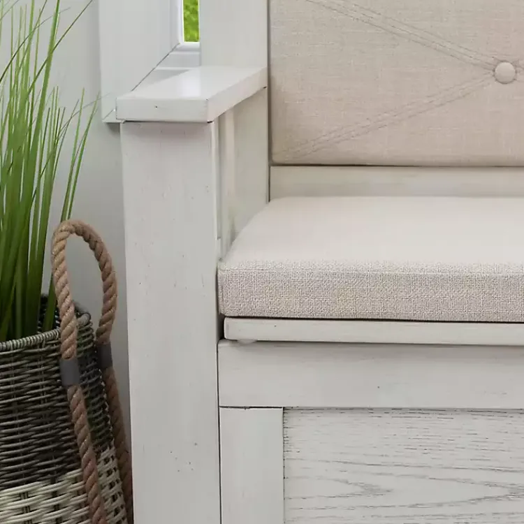 Kirklands Home Benches & Ottomans|White and Beige Carlton Storage Bench