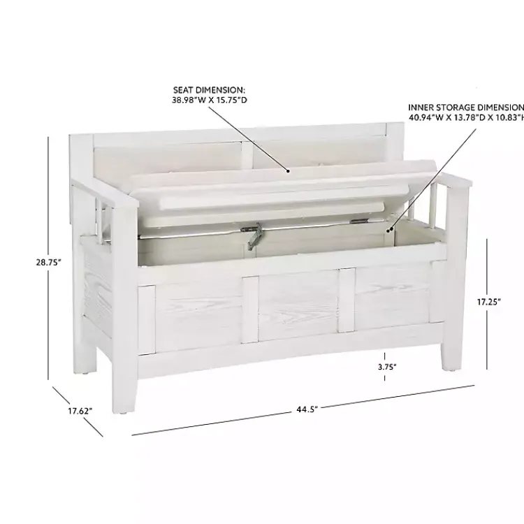 Kirklands Home Benches & Ottomans|White and Beige Carlton Storage Bench