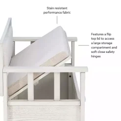 Kirklands Home Benches & Ottomans|White and Beige Carlton Storage Bench